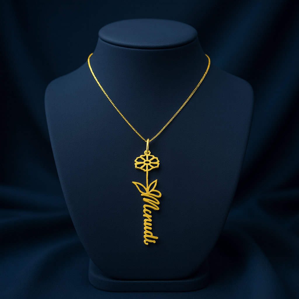 Birth Month Flower Name Necklace