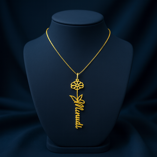 Birth Month Flower Name Necklace