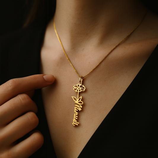 Birth Month Flower Name Necklace