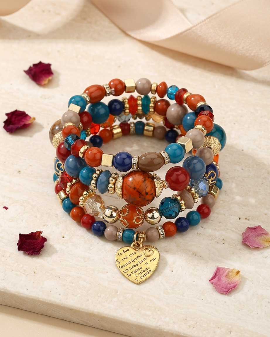Bohemian Bracelet Set – Colorful Beaded Charm Bracelet