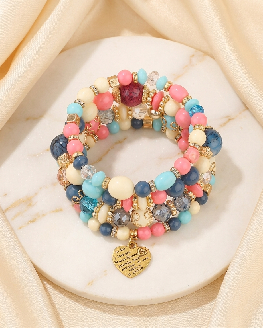 Bohemian Bracelet Set – Colorful Beaded Charm Bracelet
