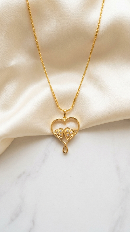 Double Cross Heart Necklace-1