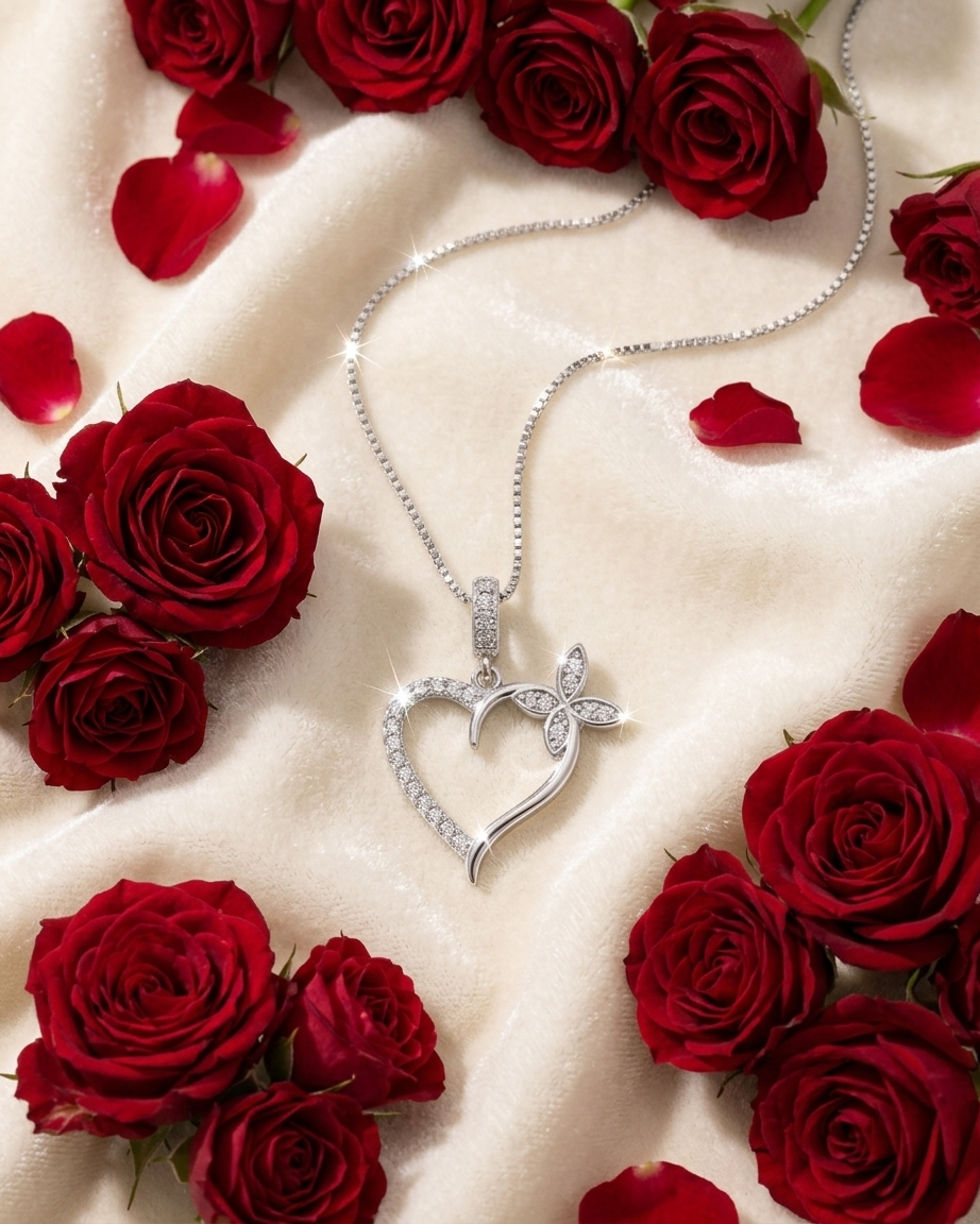 Heart Cross Butterfly Necklace