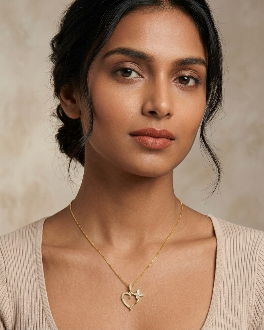 Heart Cross Butterfly Necklace
