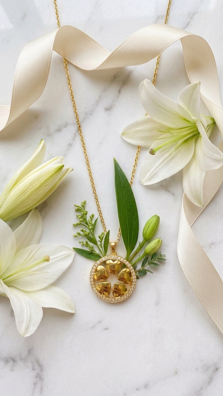 "Sparkling Heart Circle" Necklace 1