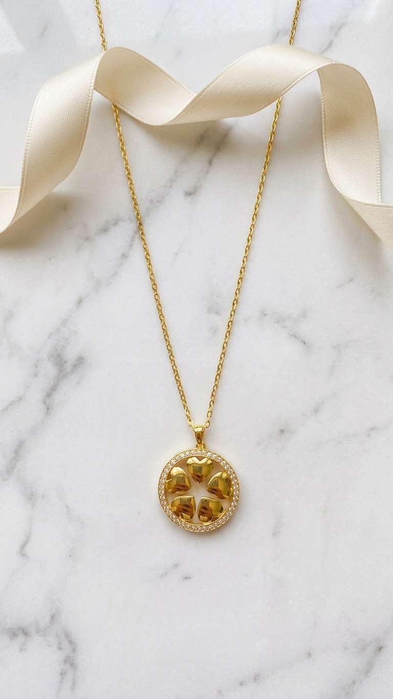 "Sparkling Heart Circle" Necklace 4
