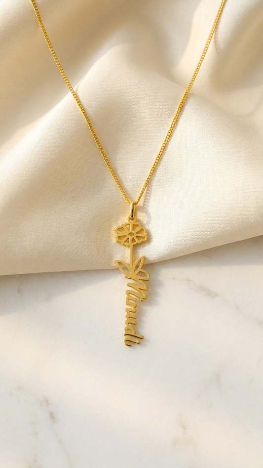 Birth Month Flower Name Necklace
